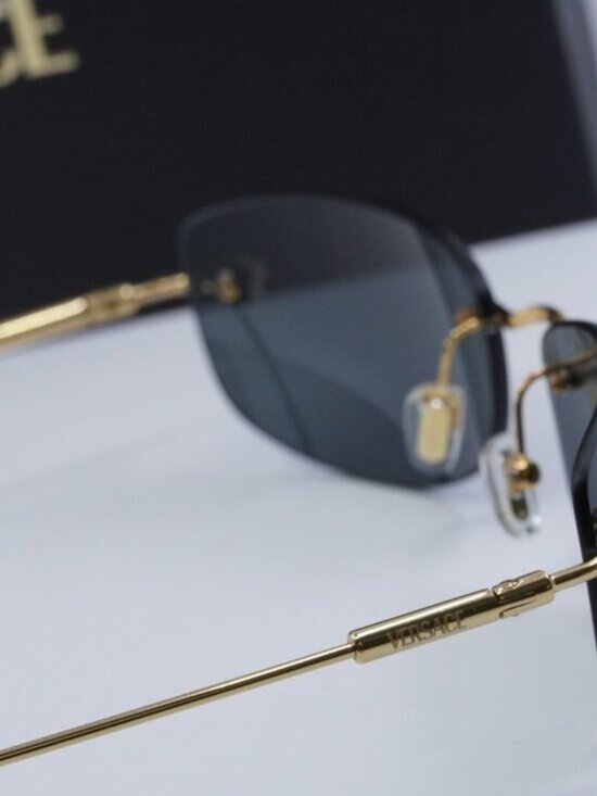 Versace VE2279 100287 Rectangle Sunglasses – Gold/Dark Grey main image 4